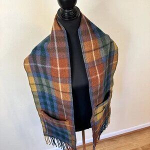 Patrick King Wool Deluxe Plaid Scottish Tartan Scarf With Pockets One Size